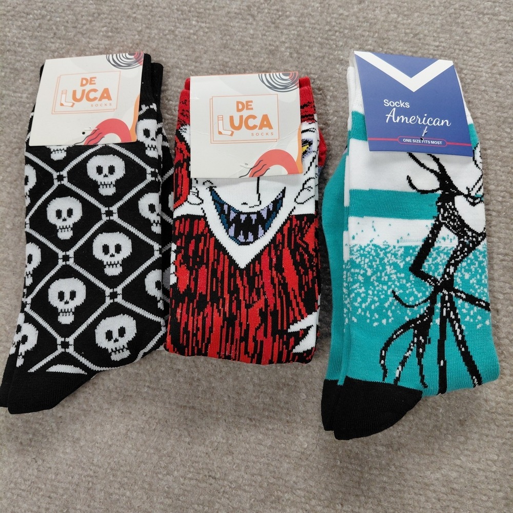 Nightmare Before Christmas Socks For Men De Luca Brand One Size Fits Most NEW‎